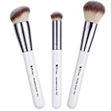 DUcare Makeup Brushes 3Pcs Foundation Brush& Concealer Brush& Blusher Brush Face Kabuki Blush Bronzer Travel Buffing Stippling Contour Liquid Blending Makeup brush set White