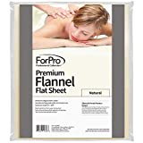 ForPro Premium Flannel Flat Sheet for Massage Tables, Ultra-Light, Stain and Wrinkle-Resistant, 63" W x 100" L, Natural