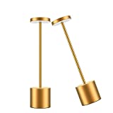 Rechargeable Cordless LED Table Lamp,YHT Portable USB Metal Desk Lamp 6000mAh Battery Operated 2 Level Dimmable Tables Lights Reading Lamps for Bedside Nightstand Restaurant Parlor Dining 2Pack Gold