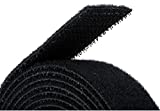 Reusable Hook & Loop Strong Grip Fastener Roll 1" x 16' (1" Wide, 16 Feet Long) - Black