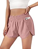 Blooming Jelly Womens Quick-Dry Running Shorts Sporty Elastic Waist Athletic Workout Shorts with Pockets 1.75" (Medium, Pink)