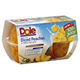 Dole Yellow Cling Diced Peaches Fruit Bowl in Light Syrup 4 - 4 oz cups (Pack of 6)