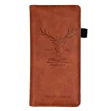 Menesia Checkbook Cover for Men & Women RFID Leather Check Book Holder Wallet(Brown Deer)