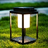 BRIMMEL LED Portable Table Lamp Aluminum 35W 3000K Lantern Outdoor Nightstand Lamp Hand Light IP44 Waterproof Cordless 3-Level Touch Control Bedside Lamp with USB Port Drinking/Reading/Walking, Black