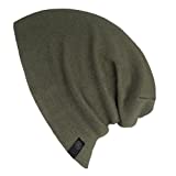 Evony- Warm Slouchy Beanie Hat - Deliciously Soft Daily Beanie in Fine Knit - Army Green One Size