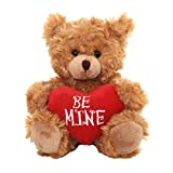 Plushland Stuffed Mocha Heart Bear – Be Mine- Plush Bear Toy for Kids & Adults - Embroidered Heart Pillow - Brown-6 inches