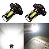 Alla Lighting 5201 DRL PS19W 5202 LED Fog Lights Bulbs 9009 PS24W FF 12085 C1, 6000K Xenon White 2800lm Xtreme Super Bright 5730 33-SMD 12V Daytime Running Lights Lamps Replacement