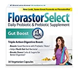 Florastor Select Gut Boost Daily Probiotic & Prebiotic Supplement for Women and Men, Boosts Good Bacteria, Saccharomyces Boulardii CNCM I-745 (30 Capsules)