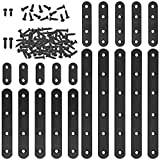Hilitchi Straight Bracket Stainless Steel Black Straight Corner Braces Straight Flat Brace Mending Repair Flat Plates with Screw (Assortment Kit, 20 Pack)