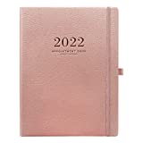 Appointment Book/Planner - 2022 Weekly Appointment Book, 8.4" x 11", Daily/Hourly Planner 2022 with 15-Minute Interval, 7 AM - 8 PM, Thick Paper, Soft Leather Cover & Pen Loop, Pink