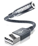 AkoaDa USB to Audio Jack Adapter(18cm), External Sound Card Jack Audio Adapter with 3.5mm Aux Stereo Converter Compatible with Headset,PC, Laptop, Linux, Desktops, PS4 and More Device (Grey)