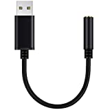 USB to 3.5 mm Jack Audio Headset Adapter Cable 0.6 Feet,External Stereo Sound Card Supported USB to TRRS 4-Pole aux Port Headphones, Compatible with Laptop,PC, Mac, PS4, Desktops etc (Black)