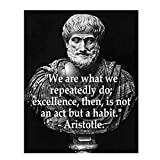 Aristotle Bust & Quotes Wall Art-"Excellence is a Habit"- 8 x 10 Art Wall Print- Ready to Frame. Modern Home Décor, Studio & Office Décor. Makes a Perfect Gift for Motivation & Inspiration.