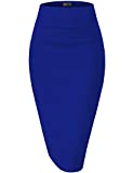 Womens Premium Nylon Ponte Stretch Office Pencil Skirt Made Below Knee KSK45002 1073T Royal XL