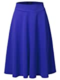 SSOULM Women's High Waist Flare A-Line Midi Skirt Royal 2XL