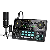 Audio Interface with DJ Mixer and Sound Card, Maonocaster Lite Portable ALL-IN-ONE Podcast Production Studio with 3.5mm Microphone for Guitar, Live Streaming, PC, Recording and Gaming(AU-AM200-S1)