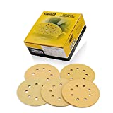 5 Inch 8 Hole Hook and Loop Sanding Discs, 50PCS Gold Orbital Sander Sandpaper with 60 80 120 220 320 Grit, Sharp Cutting and More Durable