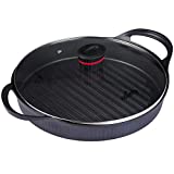 Cainfy Grill Pan for Stovetop with Lid, Nonstick The Whatever Pan Cast Aluminium Griddle Pot Induction Compatible, 11.5 inch Round Frying Pan Dishwasher & Oven Safe