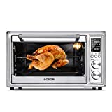 COSORI Air Fryer Toaster Oven, 12-in-1 Convection Oven Countertop with Rotisserie, Stainless Steel 32QT/32L, 6-Slice Toast, 13-inch Pizza,100 Recipes, Basket, Tray(6 Accessories)Included, CO130-AO