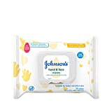 Johnson's Baby Disposable Hand & Face Cleansing Wipes, Pre-Moistened Wipes Gently Remove 99% of Germs & Dirt from Delicate Skin, Paraben-, Phthalate- & Alcohol-Free, Hypoallergenic, 25 ct