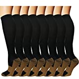 Graduated Copper Compression Socks for Men & Women Circulation 8 Pairs 15-20mmHg - Best for Running Athletic Cycling