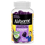 Airborne Elderberry + Zinc & Vitamin C Gummies For Adults, Immune Support Zinc Gummies with Powerful Antioxidants Vit C D & E - (50 count bottle), Delicious Elderberry Flavor