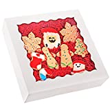 Tcoivs 20-Pack Pie Boxes 10" x 10" x 2.5", Cookie Boxes, Bakery Boxes with Window for Muffins, Donuts and Pastries (White)