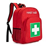 Jipemtra Red Emergency Bag First Aid Backpack Empty Medical First Aid Bag Treatment First Responder Trauma Bag for Preschool Child Care Center Field Trips Camping Daycare (Red)