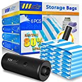 VMSTR Travel Vacuum Storage Bags with Electric Pump, 6 Pack Space Saver Bags for Clothes, Vacuum Bags for Blankets, Pillow, Toys