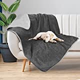 Waterproof Dog Blanket for Couch - Reversible Design 40"x50" Liquid Proof Pet Blanket for Sofa Soft Warm Flannel Sherpa Sleep for Dog Cat - Waterproof Dog Bed Cover Machine Washable