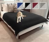 Blue Zoca 100% Waterproof Blanket for Bed Couch Sofa, Premium 3 Layer Reversible Pet Proof Throw, Plush Fabric Protects from Pee Leaks Spills Stains, Ideal for Dog Cats Couples Beach Camping – Black