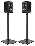 Universal Speaker Stands with Cable Management Holds Satellite & Bookshelf Speakers to 22lbs (i.e.Polk Yamaha Edifier Bose Klipsch Sony and Samsung) 33.6 Inch Surround Sound Speaker Stands - 1 Pair