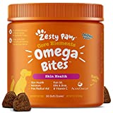 Zesty Paws Omega 3 Alaskan Fish Oil Chew Treats for Dogs - with AlaskOmega for EPA & DHA Fatty Acids - Hip & Joint Support + Skin & Coat Chicken Flavor (90 Soft Chews)