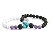 Amethyst, Turquoise Howlite, & Black Onyx Diffuser Bracelet Set for Suicide Awareness