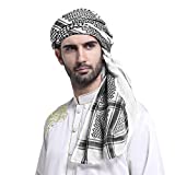 TINAYAUE Men Arabic Shemagh Kaffiyeh Headscarf Turban Bandana Soft Muslim Hijab Headband Shawl Classic Arafat Headwrap Headwear, Black, One Size