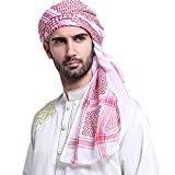 JPOQW Men's Headscarf Turban Hat Muslim Arab Dubai Saudi Casual Wrap Cap Red