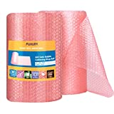 Fuxury Pink Anti-Static Bubble cushion Wrap Roll 12" Bubble cushion Wrap Roll 2 Rolls 72 Feet Total,Perforated Every 12",Included 20 Fragile Stickers for Packaging Moving Supplies