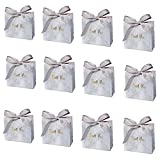 25PCS Thank You Gift Bags Small Size, 4.5x1.7x3.9Inch Marble Pattern with Bowknot Decor Paper Bags, Party Favor Bags Treat Bags for Wedding Bridal Shower Baby Shower