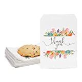 100 Pack Thank You Paper Treat Bags, Sleeves for Cookies, Goodies, Candy, Party Favors (Floral, 5 x 7.5 in)