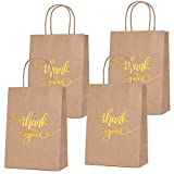 Bronzing Paper Bags Rose Gold Thank You Bride Wedding Bags Hen Party Kraft Birthday Bag with Handle for Celebrations Parties Decoration- 30 PCS