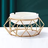 Outdoor Ashtray for Cigarettes Cute Cool Ash tray Set with Geometry Stand Durable Home Ashtrays for Patio Outside Decoration（Gold）