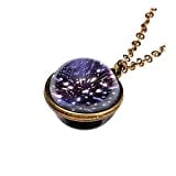 Aniywn Sweater Pendant Necklace, Universe Planet Jewelry Glass Planet Space Design Necklace Valentine's Day Gift