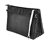 Vercord Expandable Nylon Handbag Purse Organizer Insert Liner Shaper Bag in Bag Black Medium