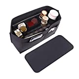 Doxo Purse Organizer Insert, Felt Bag Insert Tote Shaper Fit LV Speedy 30, Neverfull PM & Base Shaper 2pc Set (Medium, Black Bag+Black Base Shape)