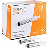 10ml Syringe Sterile with Luer Lock Tip, BH SUPPLIES - (No Needle) Individually Sealed - 100 Syringes