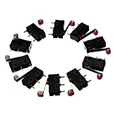 HiLetgo 10pcs Micro Limit Switch KW12-3 AC 250V 5A SPDT 1NO 1NC Micro Switch Normally Open Close Limit Switch with Roller Lever Arm Black