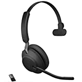 Jabra Evolve2 65 UC Wireless Headset with Link380a, Mono, Black  Wireless Bluetooth Headset for Calls and Music, 37 Hours of Battery Life, Passive Noise Cancelling Headphones