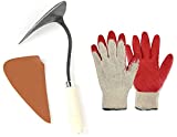 Korean Black Smith Handmade Ho-Mi(Also Homi,Ho mi,Hoe mi, Hommy) - Ergonomically Designed for Digging, Edging & Planting - Perfect for Small Gardening Jobs Tool and Working Gloves 1pcs with Safety Lid
