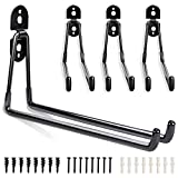 Heevir Garage Hooks Heavy Duty - 11 Inch Large Wall Mount Storage Hanger, 4 Pack Long Hook Garage Organizer for Hanging Tool, Chairs, Hoses, Ladder, Bulk Items, Ropes, etc.