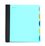 Mintra Office Durable PREMIUM Spiral Notebook, ((Teal, 5 Subject, 8.5in x 11in)), Fabric Covered Coils, No Snags, Removable Adjustable Pocket Dividers, Ruler, Organization, Customizable